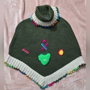 Friponne Knit Poncho Sweaters Wool Blend No Size